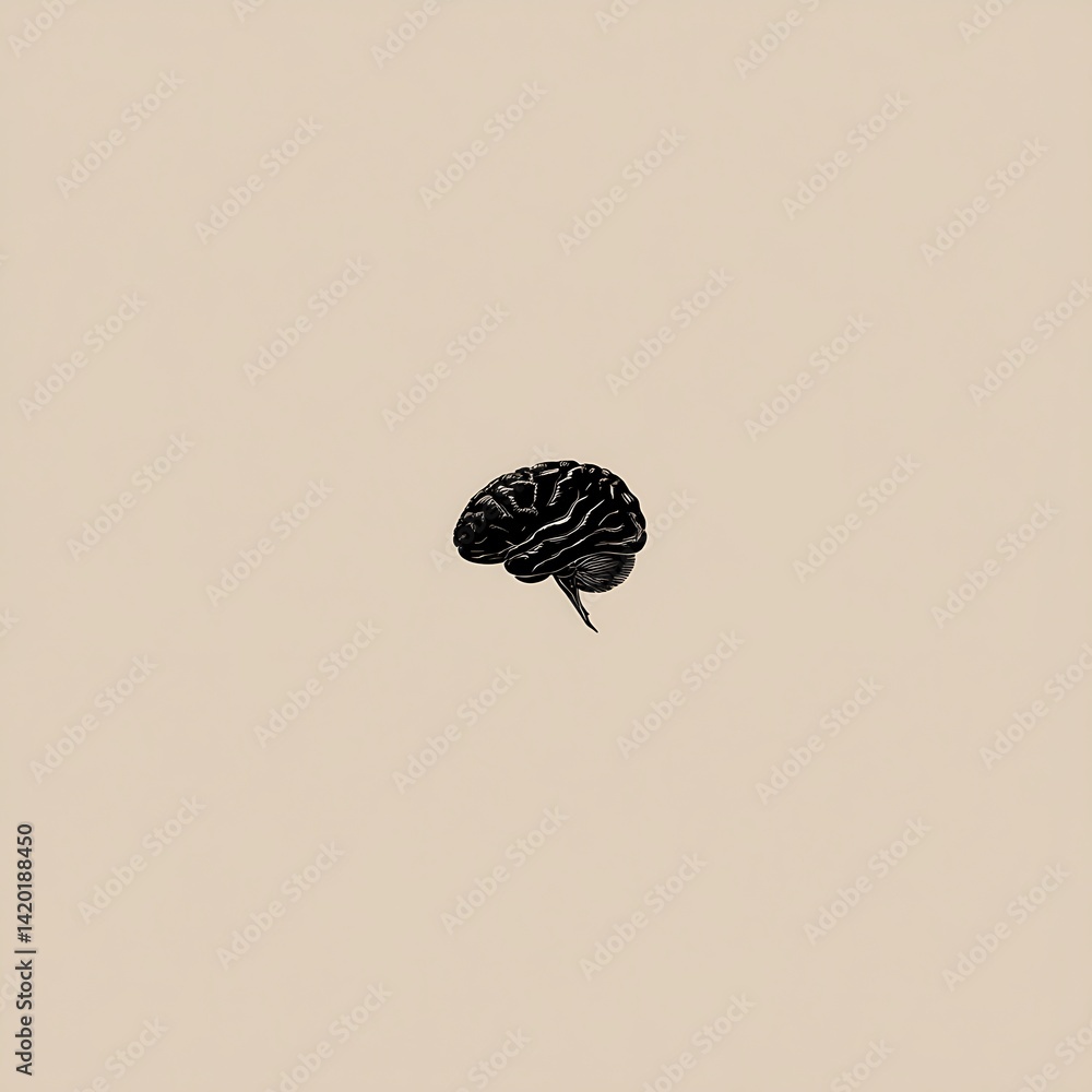 Poster isolated neural organ on beige background representing thought process and human intelligence.