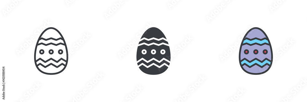 Aufkleber decorated easter egg different style icon set