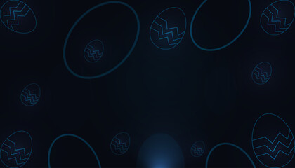Abstract modern aster eggs with decorated. Futuristic technology concept in dark and blue light. Vector illustration