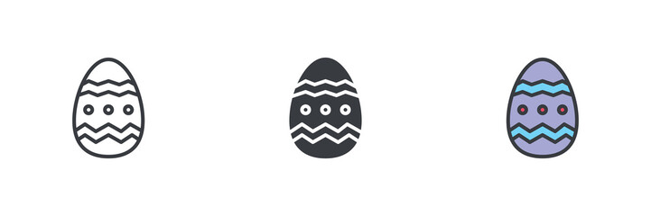 Decorated Easter egg different style icon set