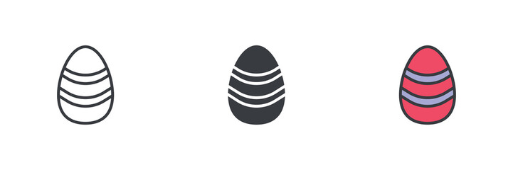 Decorated Easter egg different style icon set