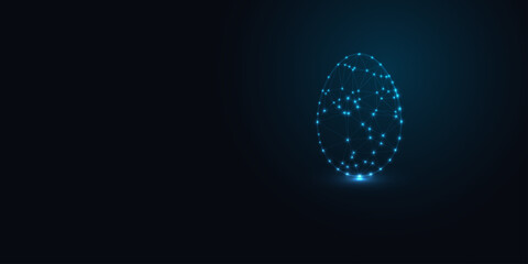 Easter Egg,abstract glowing blue lowpoly wireframe on a dark background. Vector illustration design concept.