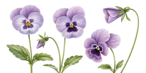 Beautiful pansy flowers bloom gracefully, showcasing their vibrant colors and delicate petals, creating serene and joyful atmosphere