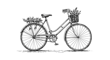 Obraz premium bicycle on a white background, vintage bicycle, bike silhouette, vector illustration isolated on white background