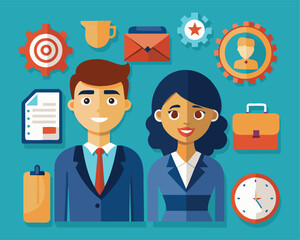 Vector illustration of Businesswoman and businessman icons pack