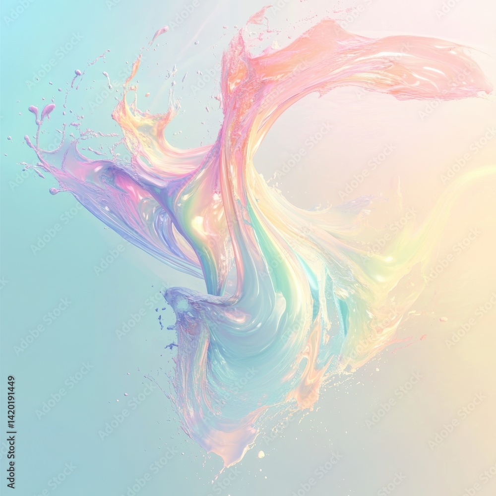 Fototapete twisting light splash element on a pastel shape backdrop