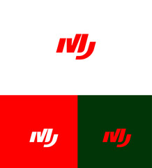 MJ Logo Design Red, White, Green Backgrounds, Monogram, Branding