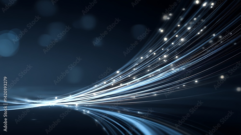 Poster light streams abstract formation data transfer concept futuristic technology visual art.