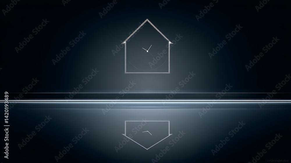 Poster linear home time reflection on calm surface modern minimalist art composition in tones
