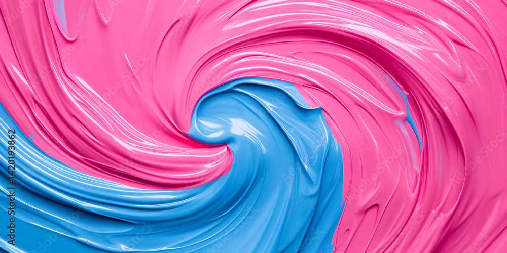 Poster abstract swirl of pink and blue paint creating a dynamic and colorful visual texture effect