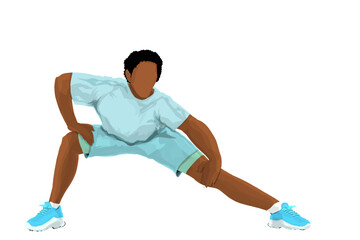 young man stretching without background