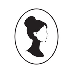 Vintage female cameo with bun hair