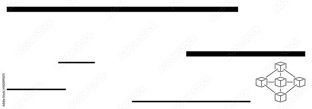 Aufkleber geometric network diagram with interconnected cube nodes symbolizing data systems, black lines indic