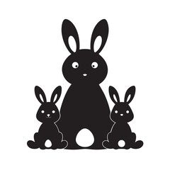 Mother bunny with two baby bunnies