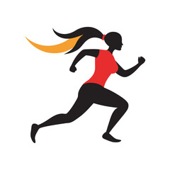 Running woman with flying ponytail