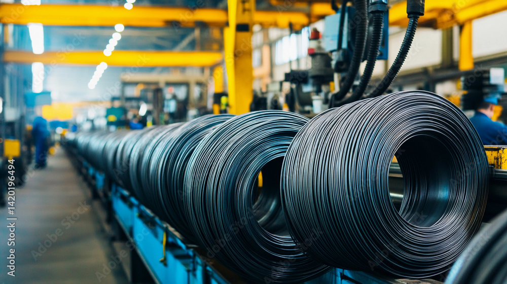 Poster close-up view of vibrant industrial manufacturing process generative ai