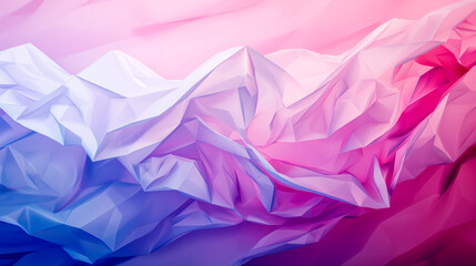 Abstract image featuring crumpled paper with a gradient of pink purple and white colors art design