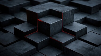 A black and red cube structure with a red border