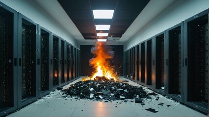 Data Center Inferno: A Catastrophic Failure Resulting in Scorched Servers and a Nightmarish Scenario for IT Professionals.