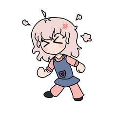 A girl who walks angrily.