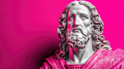 Pop Art Statue of Jesus Christ with Neon Pink Color