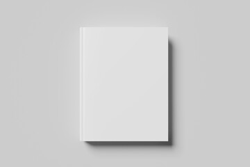 Blank cover book mockup isolated on grey background. 3D illustration.