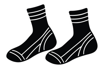 Pair of black and white striped socks for casual wear illustration