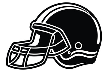 Fototapeta premium Stylized black and white football helmet illustration with detailed facemask and design