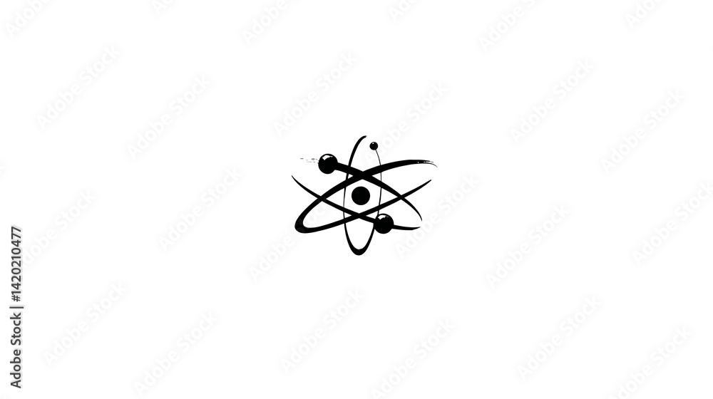 Poster minimalist atom symbol science model of structure in the universe design with orbitals concept.