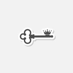 Crown key logo concept sticker isolated on gray background