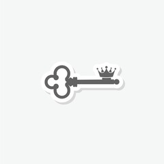 Crown key logo concept sticker isolated on gray background