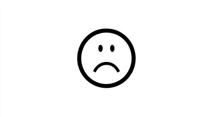 Fototapeta premium Minimalist Black and White Illustration of a Sad Smiley Face Representing Emotional Distress and Sadness