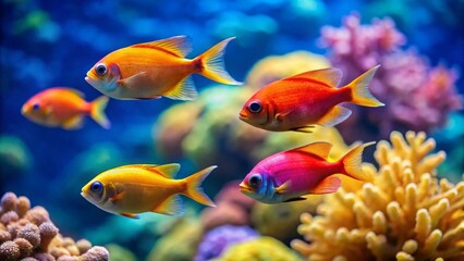 Fototapeta premium Vibrant Reef Inhabitants A Colorful Display of Aquatic Life in a Thriving Underwater Ecosystem