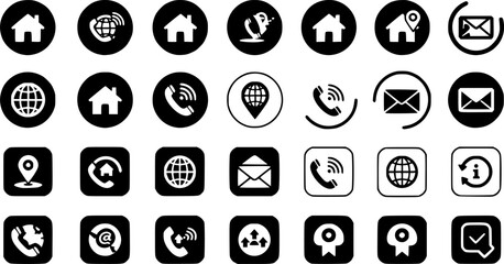 Contact us icon set. Web icon set. Website set icon vector
