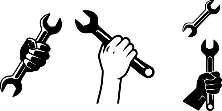 Spanner in hand for repair icon
