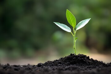 Fototapeta premium Young Plant Sprout Growing in Soil, Nature