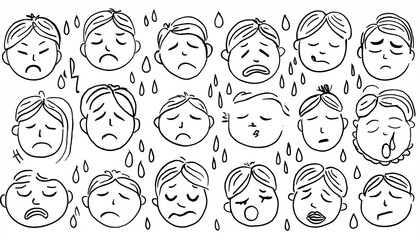 Fototapeta premium Various emotions expressed with sharp lines