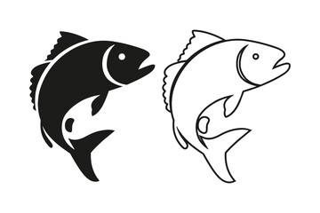 Fish icon set, vector illustration. Food illustration sign collection.