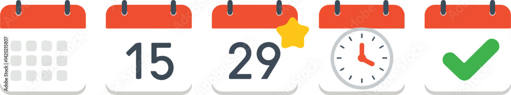 Poster calendar icons showing schedule planning and task completion