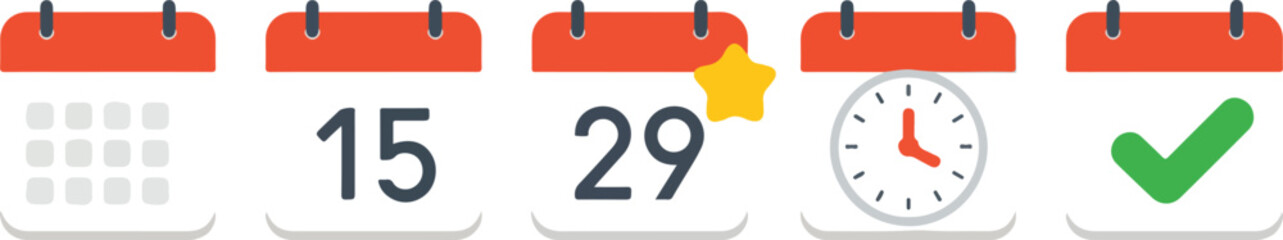 Calendar Icons Showing Schedule Planning and Task Completion