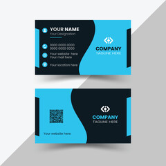 Modern and simple, creative double-sided business card design template, Portrait orientation, black and blue colour, using vector illustrator for business and personal illustration