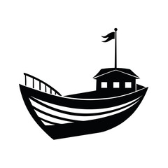 Boat Black Vector Silhouette Illustration