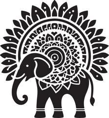 simple Elephant mandala design silhouette vector style with white background