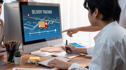 Delivery tracking system for e-commerce and brisk online business to timely goods transportation...