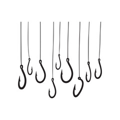 Fishing Hooks Illustration – Black & White Design