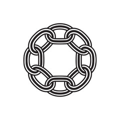 Chain Link Circle – Black & White Geometric Design