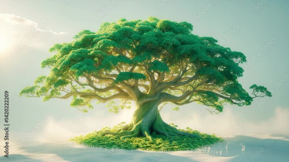Poster support our planet: environment day concept background featuring a 3d tree map design on white