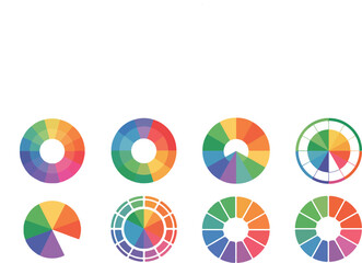 Colorful Circular Charts Rainbow Color Wheels Design Elements