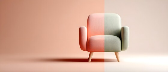 Stylish modern armchair with a unique color split design