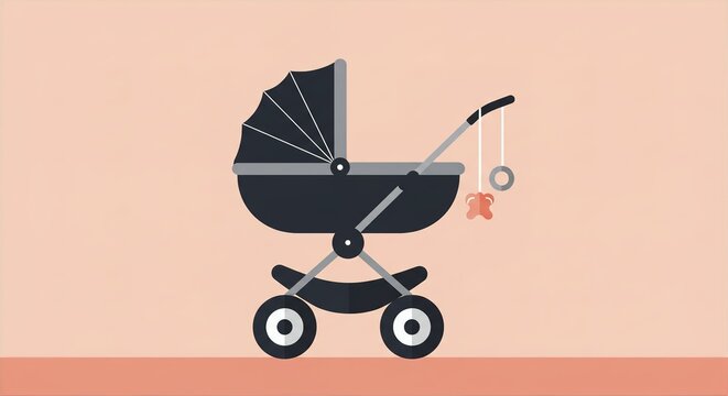Baby stroller illustration childcare and parenting concept